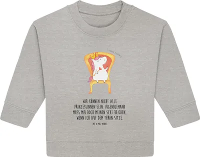 Produktbild von Mr. & Mrs. Panda Organic Baby Pullover Einhorn Prinzessin 6. - 12. Monat - Heather Grey - Geschenk, Geburtstag, Geburtstagsgeschenk, Unicorn, Bullover