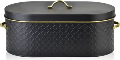 Produktbild von Brotkasten Sandy aus Metall schwarz / gold 15cm x 36cm x 18cm Küche Zubehör