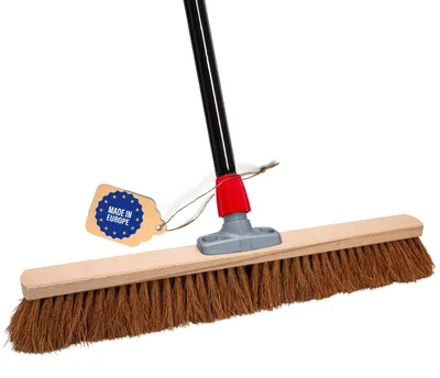 Produktbild von Novaliv Kokosbesen 60 cm mit Stiel Kokosborsten Besen Naturborsten mit stiel Ideal als Werkstattbesen Hallenbesen Industriebesen Hausbesen Kehrbesen Malerbesen Haarbesen Terassenbesen Besen weich
