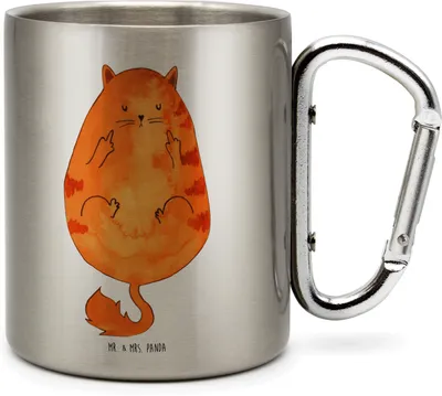 Produktbild von Mr. & Mrs. Panda Thermobecher Katze Mittelfinger - Transparent - Geschenk, Tiger, isoliertasse, Katzen, Teebecher, Katzenfan, Cats, Genervt, Teetasse, Cat, Isolierbecher
