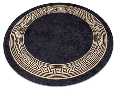 Image de Tapis lavable MIRO 51360.802 cercle Grec antidérapant - noir / or noir cercle 120 cm