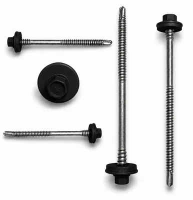 Produktbild von Etanco Sandwichplatten-Schrauben mit EPDM Dichtung für Stahl bis 6 mm RAL 9005 Tiefschwarz 5,5x90mm 100 St.