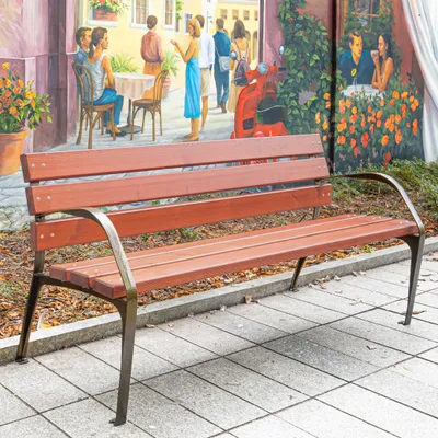 Produktbild von REKORD Kleopatra Mahagoni Gartenbank 170x61x81 cm Robuste Parkbank aus Gusseisen und Holz mit Rückenlehne Wetterfeste Sitzbank für Garten Terrasse