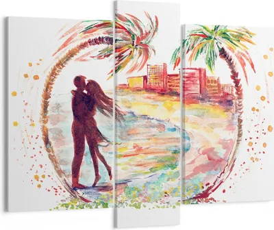 Produktbild von Bild auf Leinwand - Leinwandbild - Liebe Palmen Ansicht Sommer - 95x80cm - Wand Bild - Wanddeko - Leinwanddruck - Bilder - Kunstdruck - Wanddekoration - Leinwand bilder - Wandkunst - CB95x80-2989