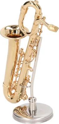 Obrázek produktu pro Mosazný miniaturní saxofon Mini model hudebního nástroje Replika Panenkový dům Dekorace do interiéru