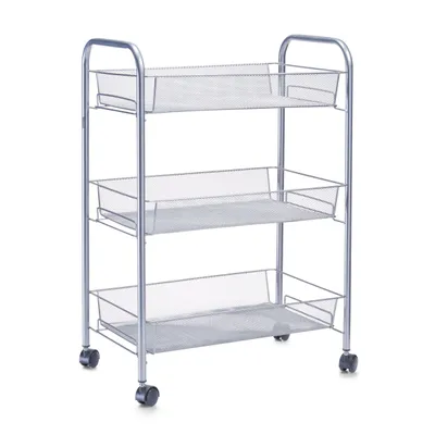 Zdjęcie produktu dla Uniwersalna półka mobilna Zeller, stal chromowana, 44x26x63 cm, srebrna