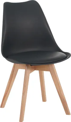 Produktbild von Esszimmerstuhl Schwarze Sitzschale & -Polster Kunstleder Stuhlbeine Massivholz Buche LOVELACE