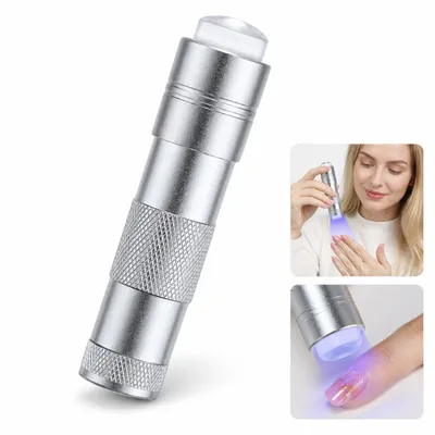 Produktbild von Mini UV Nagellampe Handheld mit 12 LED, tragbare Nail Art Lampe für Gel Nägel & Nail Stamper, Silber