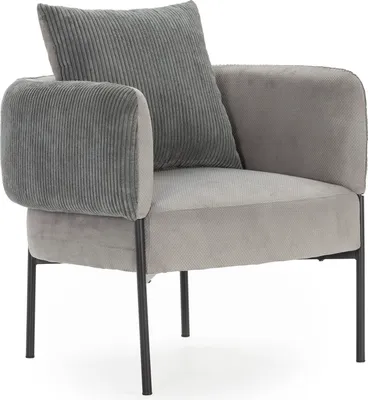 Zdjęcie produktu dla Fotel materiałowy z czarnymi metalowymi nogami, szerokość 73 cm - ARUNI