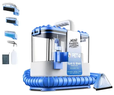 Immagine prodotto di Aspirapolvere per tappeti e imbottiti - Aspirapolvere portatile per uso umido e a secco - Potenza di aspirazione: 32 kPa - Potenza: 600 W - Accessori per la pulizia 5-in-1 - 4-5 bocchette - Colore: blu