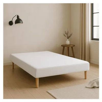 Image de SOMMIER TAPISSIER BLANC 140x200 cm | FABRICATION FRANÇAISE ARTISANALE | PIEDS OF