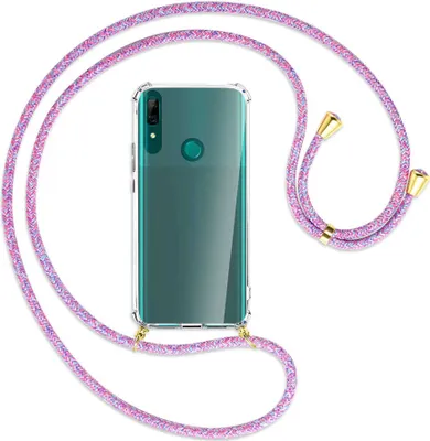 Produktbild von Handykette Backcover-Schutzhülle mit Band (Metall goldfarben) für Huawei P Smart Z - lila/rosa/blau