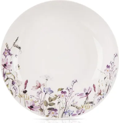 Produktbild von Orion | Tiefe Essteller - aus Porzellan - Weiß - Blumenmuster - Rund - 20,5 cm - Spülmaschinenfest - LOUKA