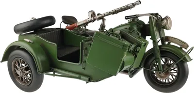 Produktbild von Blechmodell Militärmotorrad mit Beiwagen Grün