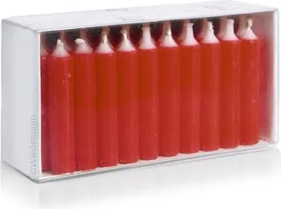 Produktbild von Pyramidenkerzen, Puppenlichte, Baumkerzen 63 x Ø 12 mm Rot, 40 Stück