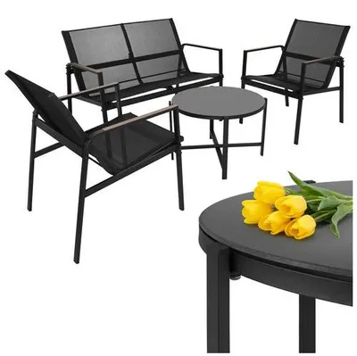 Produktbild von Balkonmöbel-Set - 4-teilig, Stahl & Teslin-Gewebe