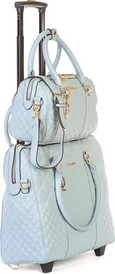 Produktbild von Klassische Damen Umhänge Laptop Akten Rollen Trolley + Handtasche Blau Bowatex