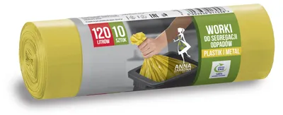 Imagen del producto de ANNA ZARADNA: Bolsas para basura, aptas para metal y plástico, resistentes al desgarro, 120 litros | 10 unidades | Bolsa para basura