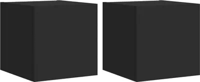 Produktbild von vidaXL TV-Wandschränke mit LED-Leuchten 2 Stk. Schwarz 30,5x35x30 cm