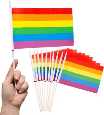 Produktbild von PHENO FLAGS Handfahne Regenbogen Fähnchen Stockfahne Handflagge Fanartikel