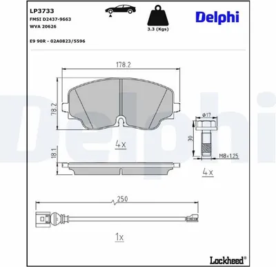 Image de Jeu de plaquettes de frein, frein à disque DELPHI LP3733