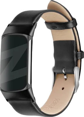 Produktbild von Bandz Echtlederarmband, passend für Fitbit Charge 5 / Charge 6 – Hochwertiges Lederarmband mit Dornschließe – s Lederarmband – Schwarz