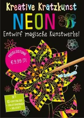 Produktbild von Kratzbilder für Kinder, Set mit 10 Kratzbildern, Anleitungsbuch und Holzstift