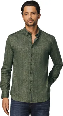 Produktbild von State of Art Hemd dunkelgrün bedruckt weiter Schnitt Button-Down-Kragen
