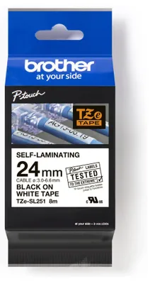 Produktbild von Brother TZESL251, Schwarz auf weiss, China, 5 Jahr(e), Brother, PTE500, PTE550W, PTE800W, PTP750WVP, PTP900, PTP900W, PTP950NW P-touch EDGE, 2,4 cm