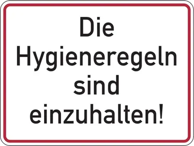Produktbild von Dreifke® Aufkleber Hinweisschild, Die Hygieneregeln sind einzuhalten!, Folie,...