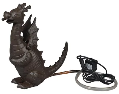 Produktbild von Garten-Wasserspeier Drache aus langlebigem Gusseisen, 26 cm, dunkelbraun