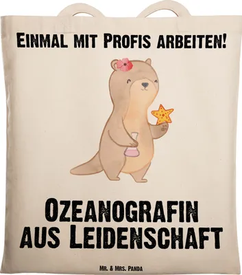 Produktbild von Mr. & Mrs. Panda Jutebeutel Ozeanografin Leidenschaft - Transparent - Geschenk, Studium, Spruch, Witzig, Tote Bag, dokumententasche, Lustig, totebag, Tasche, Laptoptasche