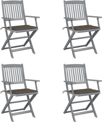 Produktbild von Klappbare Gartenstühle 4 Stk. mit Sitzkissen Massivholz Akazie