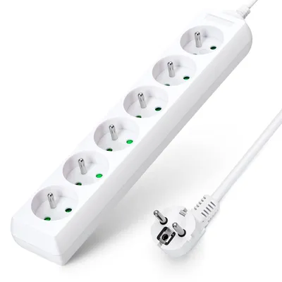 Obrázok produktu pre Predlžovací kábel s 6 zásuvkami, 16 A, 3 metre, biela farba