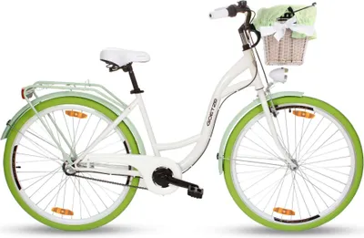 Produktbild von Goetze Style 28 Zoll City Bike, 18 Zoll Stahl Tiefeinsteiger, 3-Gang Shimano Nexus, Rücktrittbremse & V-Brake , LED-Beleuchtung, Rattankorb