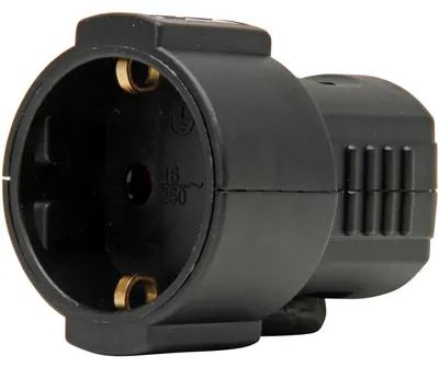 Produktbild von Kopp Schutzkontaktkupplung schwarz bruchfest 16A 250V IP20 für Kabel bis 3x1,5mm² Schalenkupplung
