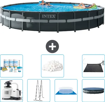 Produktbild von Intex Round Ultra XTR Frame Swimming Pool – 732 x 132 cm – inklusive Pumpe – Leiter – Bodenplane – Abdeckung Wartungspaket - Filterbälle - Solarmatte