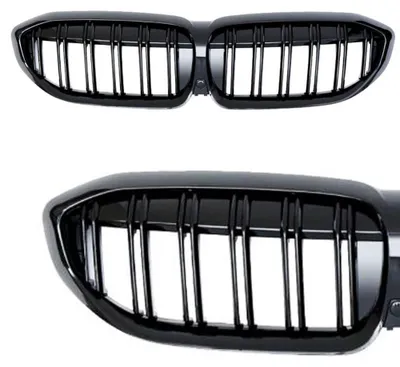 Kühlergrill DOPPELRIPPE Schwarz Glanz für BMW 3er G20 G21 ab 2019 – Produktansicht