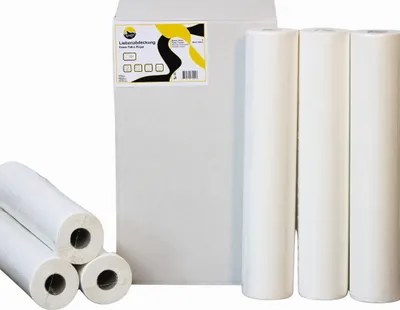 Produktbild von KURTT Ärztekrepp 2-lagig | 9 Rollen | Größe 59cm x 50m | hochwertig weiße Liegenabdeckung | doppelschichtige perforierte Papierrolle, liegerolle
