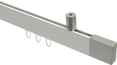 Produktbild von Interdeco Innenlaufstange / Gardinenstange mit Innenlauf Weiß / Edelstahl-Optik, Typ Sonius Lox (Quader) Deckenmontage, 14x35 mm 1-läufig, 180 cm