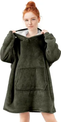 Image de Zoem - Couverture polaire à manches - Pull - 280 g/m² - Vert militaire - Douillet - Sweat à capuche - Pull