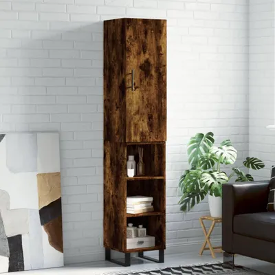Produktbild von vidaXL Highboard Räuchereiche 34,5x34x180 cm Holzwerkstoff