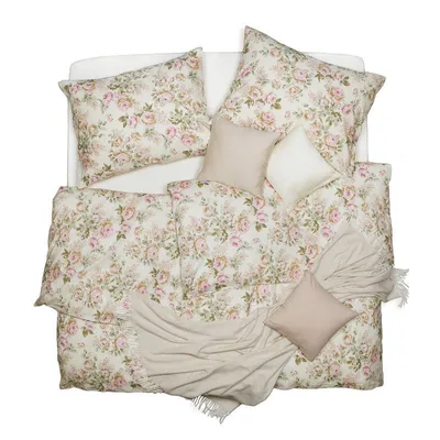 Produktbild von SCANquilt povlečení KLASIK DESIGN roses smetanová 100% bavlna 140 x 200/70 x 90 cm
