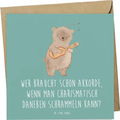 Produktbild von Mr. & Mrs. Panda Grußkarte Charisma Gitarre - Meeresbrise - Geschenk, Akustik, Abenteuer, Instrument, Musik, Lernen, Glückwunschkarte, doppelkarte, faltkarte, Klappkarte