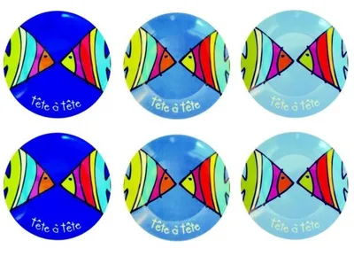 Produktbild von 6 Dessertteller Fische - Bleu Poisson - Teller