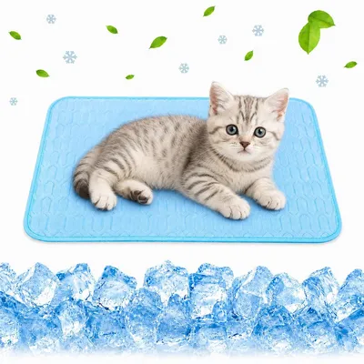 Kühlmatte für Hunde & Katzen, Eisseide, hellblau, klein