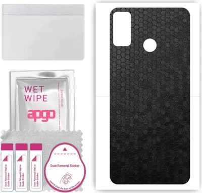 Produktbild von apgo Rückseite Schutzfolie, Skin, kompatibel mit Honor 9X Lite, Hinten Displayschutzfolie aus Vinylfolie, kratzfest, einfache Montage - Schwarze Honigwabe