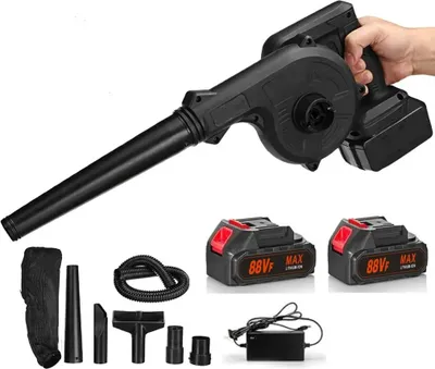 Akku Laubbläser,Gebläse Laubsauger,Bläser Sauger Mit 2 Akkus und Ladegerät,für Blasen,Sauge,Voor Weggarage Veranda Patio,Schwarz