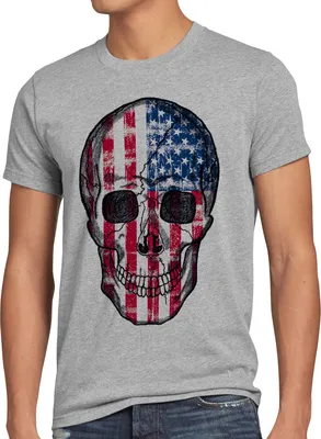 Produktbild von style3 USA Vintage Skull T-Shirt Herren US flagge totenkopf