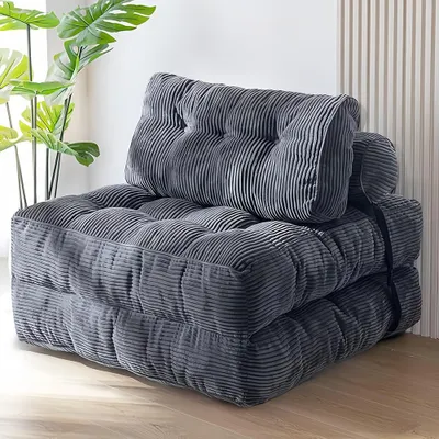 Produktbild von Klappbares Sofa, Wohnzimmer-Sofa, Einzelsessel, Schlafzimmer-Sofa, Multifunktionales Sofa, Minimalistisches Sofa, Grau  85×85×40 cm【LSF8600】